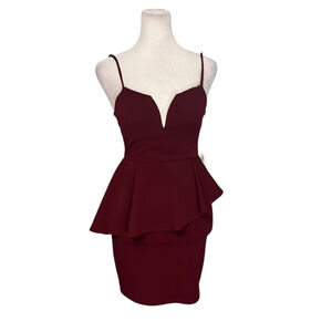 MOD Boutique Burgundy Asymmetrical Skirt Strappy Mini Dress Small NWT